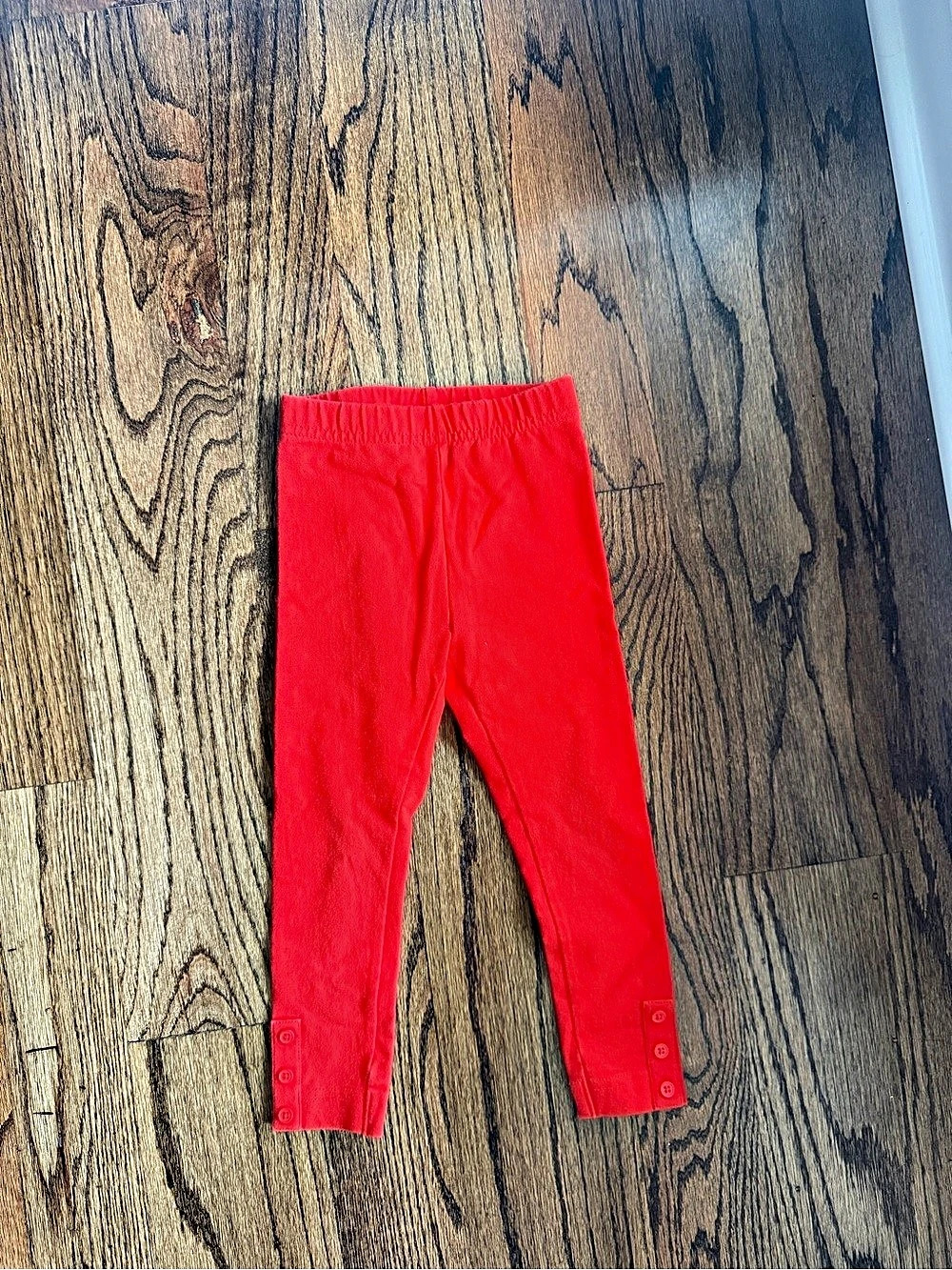 Hanna Andersson Red Button-Cuff Leggings Size 90 Like New